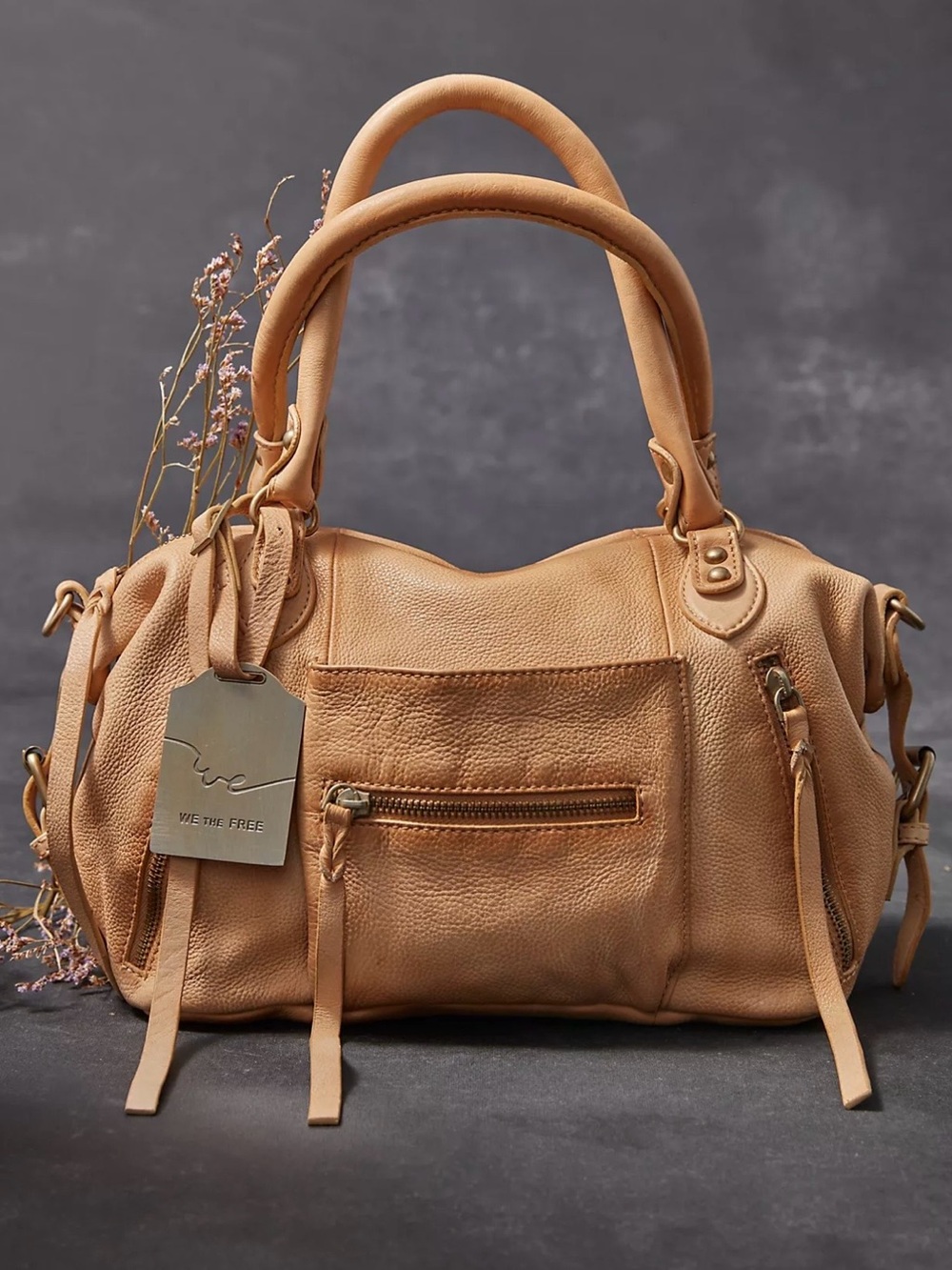 We The Free Peach  Pebbled Leather Satchel